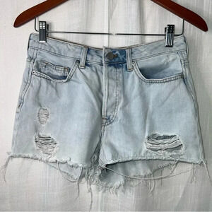 H&M Ripped Light Wash Jean Shorts